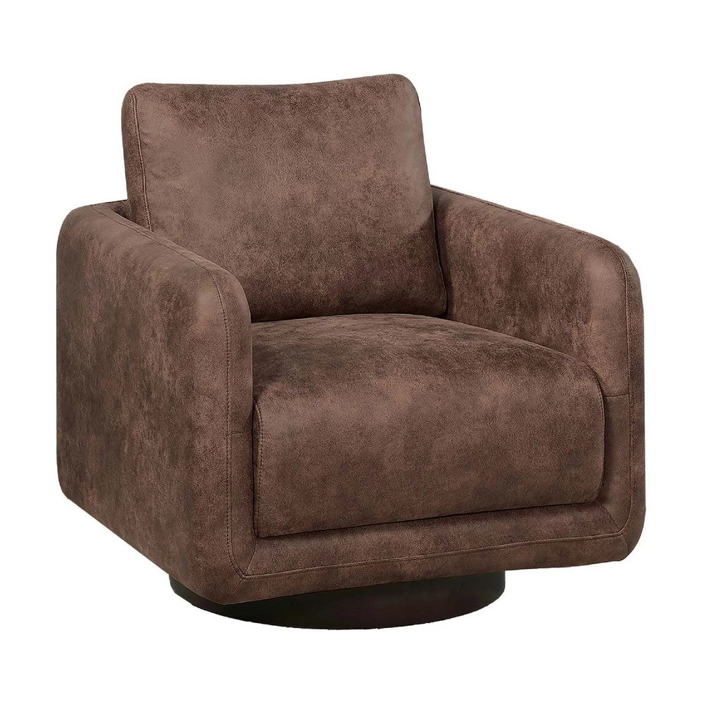 Wade Swivel Armchair, Square Frame, Walnut Brown Faux Leather - BM341126