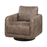 Wade Swivel Armchair, Square Frame, Auburn Red Faux Leather - BM341127