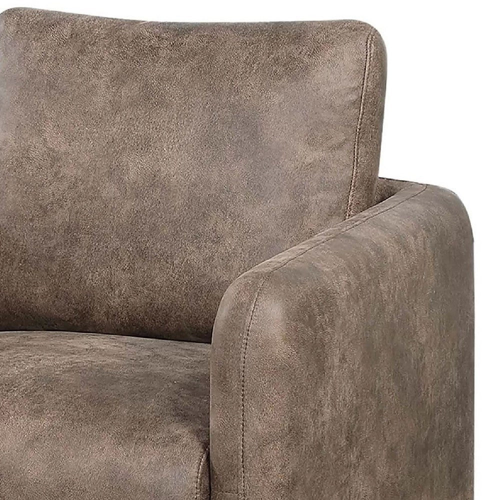 Wade Swivel Armchair, Square Frame, Auburn Red Faux Leather - BM341127