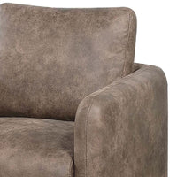 Wade Swivel Armchair, Square Frame, Auburn Red Faux Leather - BM341127