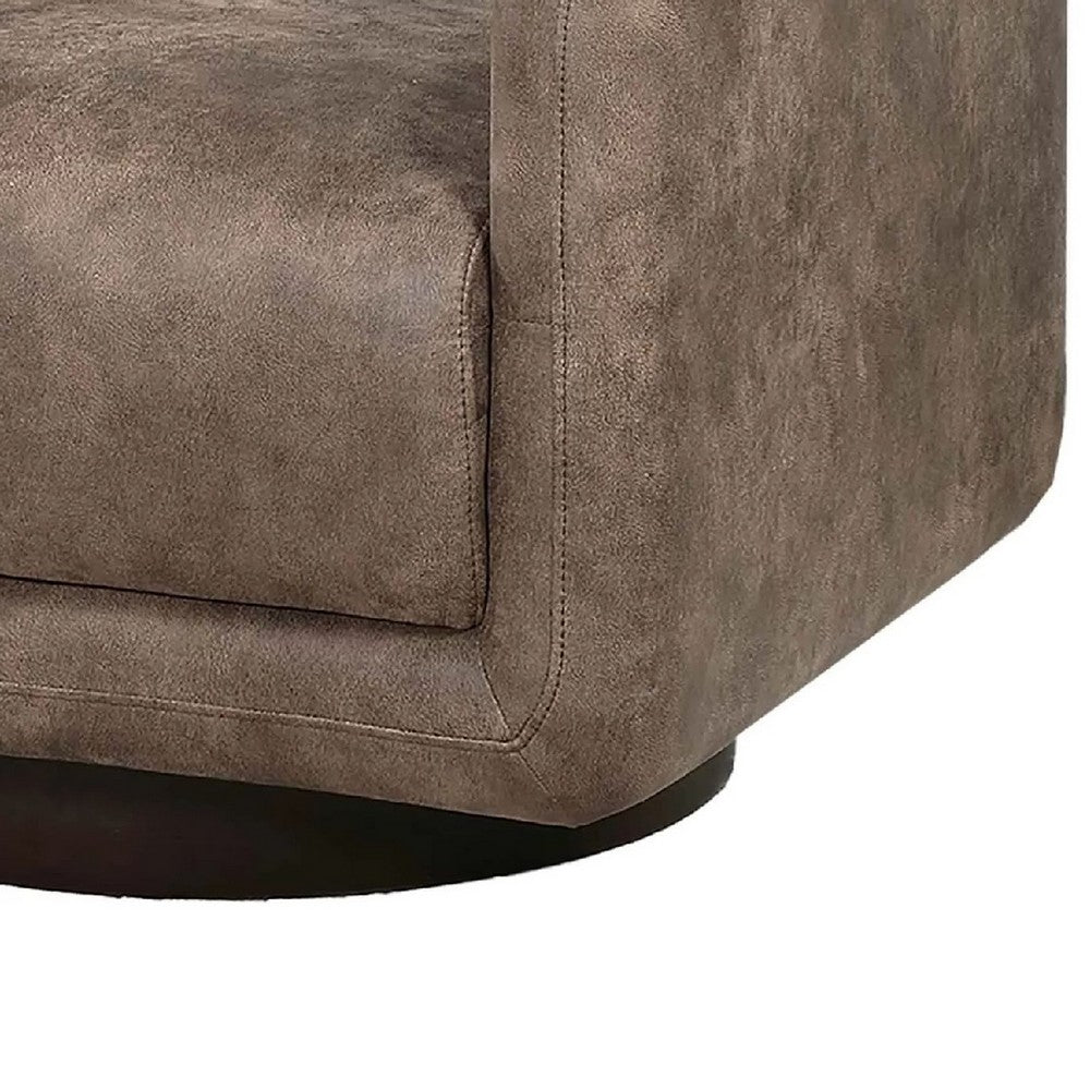 Wade Swivel Armchair, Square Frame, Auburn Red Faux Leather - BM341127