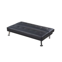 Milana Convertible Sofa Bed, USB Port, Black Faux Leather, 66 Inch - BM341128