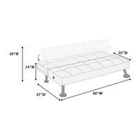 Milana Convertible Sofa Bed, USB Port, Black Faux Leather, 66 Inch - BM341128