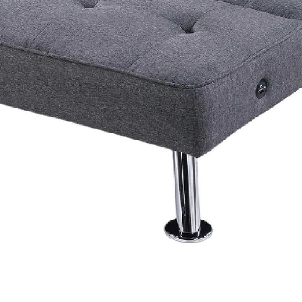 Milana Convertible Sofa Bed, USB Port, Blue Gray Fabric, 66 Inch - BM341129