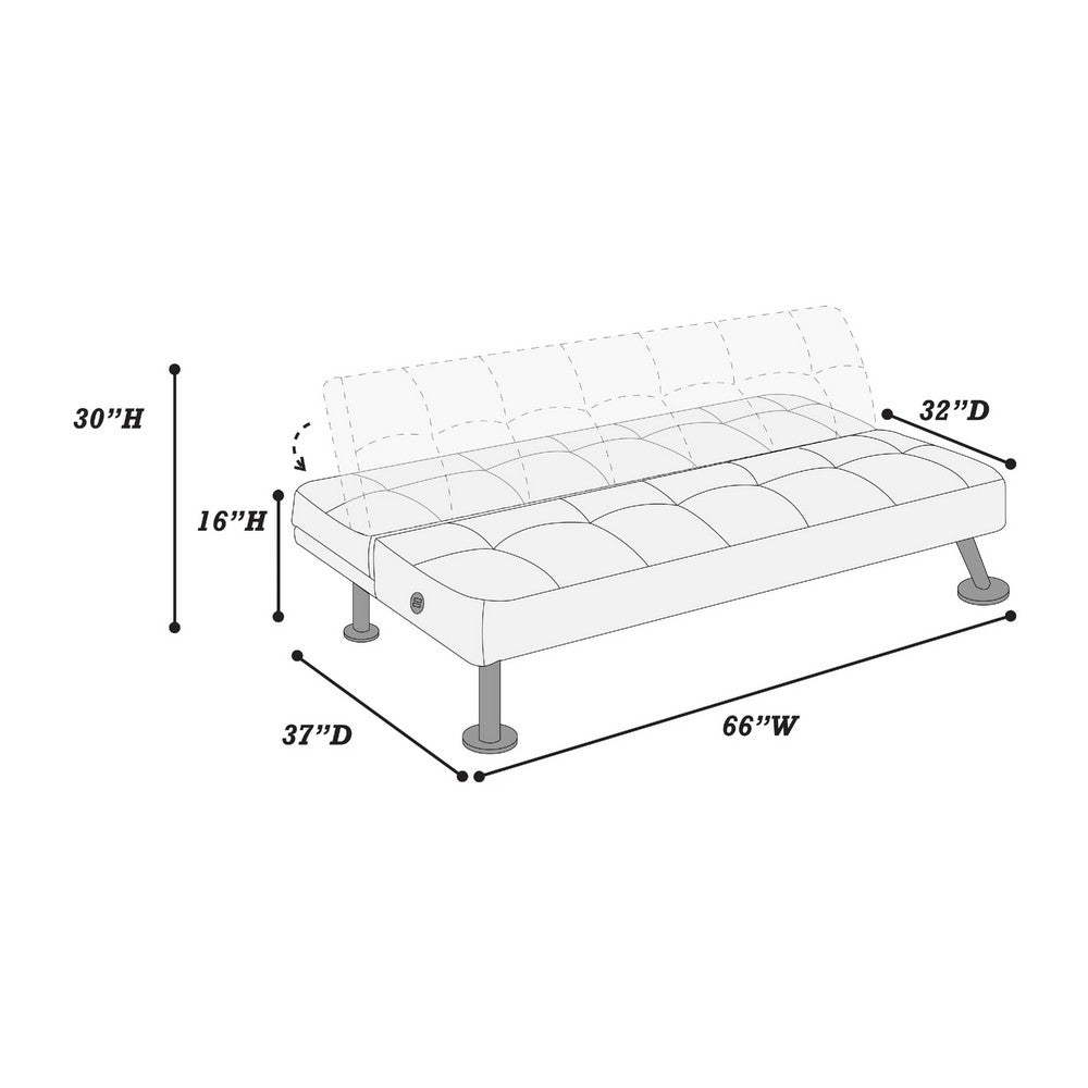 Milana Convertible Sofa Bed, USB Port, Blue Gray Fabric, 66 Inch - BM341129