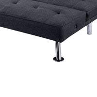 Milana Convertible Sofa Bed, USB Port, Black Fabric, 66 Inch - BM341130