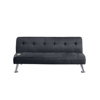Milana Convertible Sofa Bed, USB Port, Black Fabric, 66 Inch - BM341130