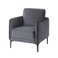 Reniz Accent Club Chair, Gray Velvet, Foam Cushions, Metal Legs - BM341131