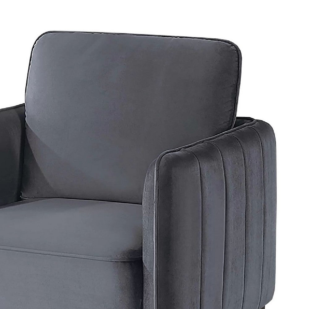 Reniz Accent Club Chair, Gray Velvet, Foam Cushions, Metal Legs - BM341131