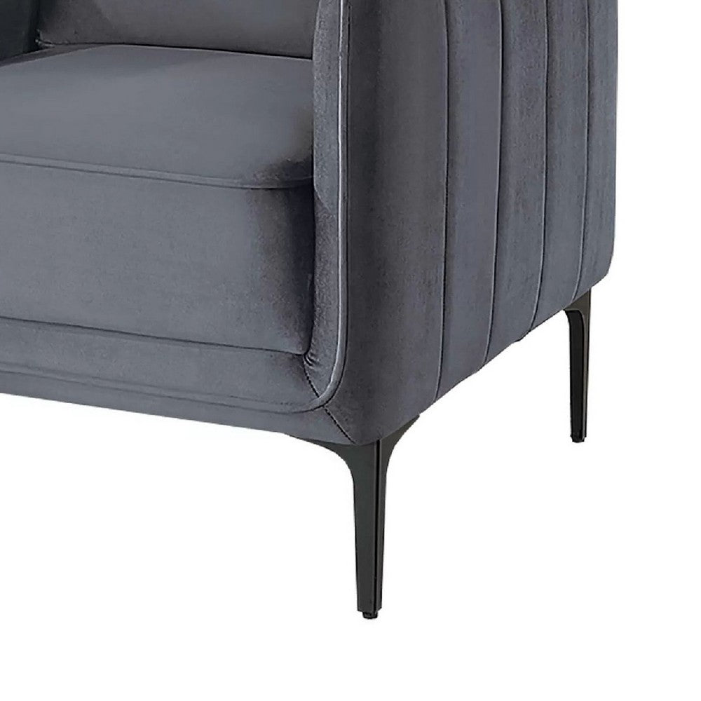 Reniz Accent Club Chair, Gray Velvet, Foam Cushions, Metal Legs - BM341131