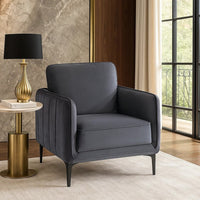 Reniz Accent Club Chair, Gray Velvet, Foam Cushions, Metal Legs - BM341131