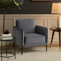 Reniz Accent Club Chair, Gray Velvet, Foam Cushions, Metal Legs - BM341131
