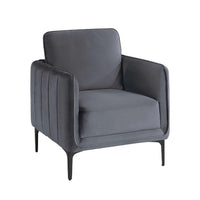 Reniz Accent Club Chair, Gray Velvet, Foam Cushions, Metal Legs - BM341131