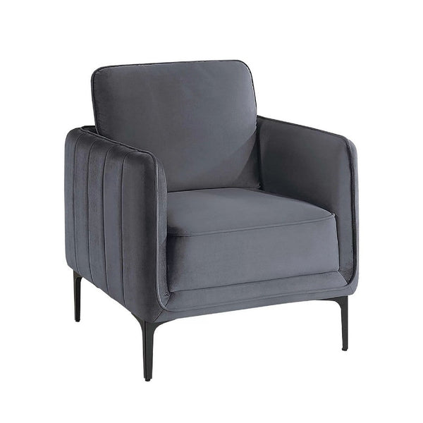 Reniz Accent Club Chair, Gray Velvet, Foam Cushions, Metal Legs - BM341131