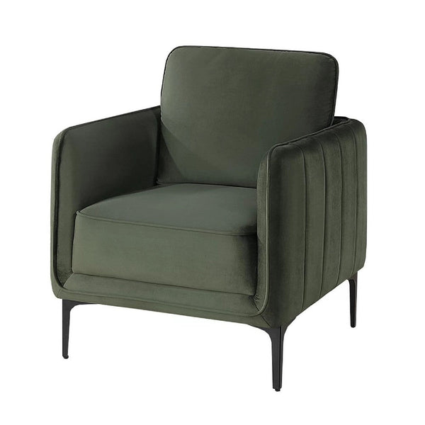 Reniz Accent Club Chair, Dark Green Velvet, Foam Cushions, Metal Legs - BM341132