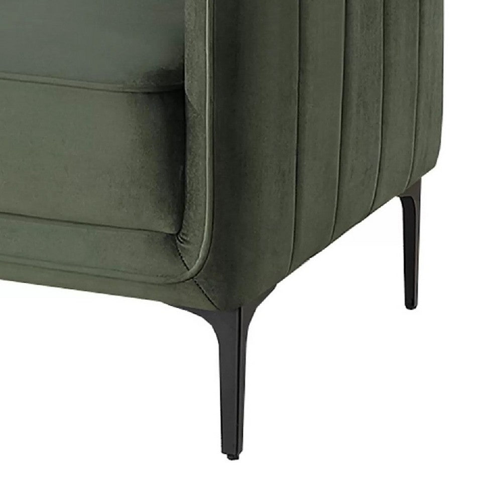 Reniz Accent Club Chair, Dark Green Velvet, Foam Cushions, Metal Legs - BM341132