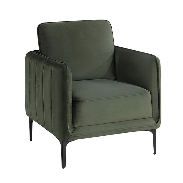 Reniz Accent Club Chair, Dark Green Velvet, Foam Cushions, Metal Legs - BM341132