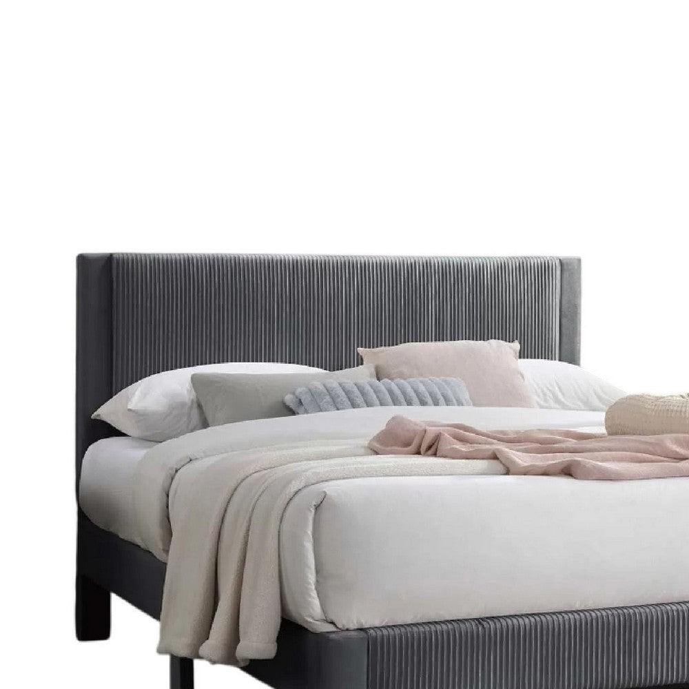 Daisy Full Bed w Drawer, Dark Gray Corduroy Upholstery, Foam Headboard - BM341133