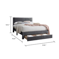 Daisy Full Bed w Drawer, Dark Gray Corduroy Upholstery, Foam Headboard - BM341133