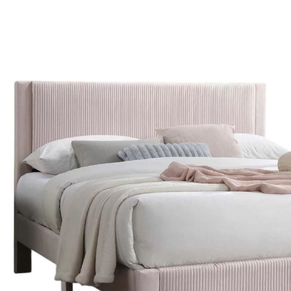 Daisy Full Bed w Drawer, Light Pink Corduroy Upholstery, Foam Headboard - BM341134