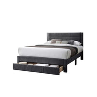 Daisy Full Bed w Drawer, Charcoal Gray Corduroy Upholstery, Foam - BM341135