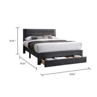 Daisy Full Bed w Drawer, Charcoal Gray Corduroy Upholstery, Foam - BM341135