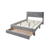 Daisy Full Bed w Drawer, Light Gray Corduroy Upholstery, Foam Headboard - BM341136