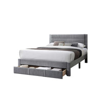 Daisy Full Bed w Drawer, Light Gray Corduroy Upholstery, Foam Headboard - BM341136