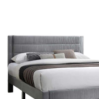 Daisy Full Bed w Drawer, Light Gray Corduroy Upholstery, Foam Headboard - BM341136