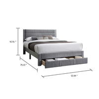 Daisy Full Bed w Drawer, Light Gray Corduroy Upholstery, Foam Headboard - BM341136