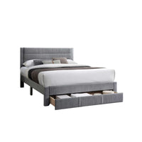 Daisy Full Bed w Drawer, Light Gray Corduroy Upholstery, Foam Headboard - BM341136