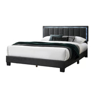 Jiana Full Bed, Charcoal Gray Wool Upholstery, LED Headboard - BM341137