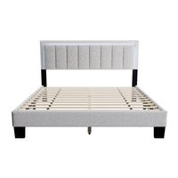 Jiana Full Bed, Light Gray Wool Upholstery, LED Headboard - BM341138