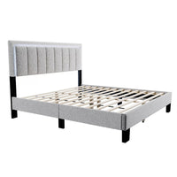 Jiana Full Bed, Light Gray Wool Upholstery, LED Headboard - BM341138