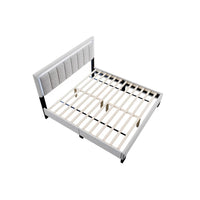 Jiana Full Bed, Light Gray Wool Upholstery, LED Headboard - BM341138