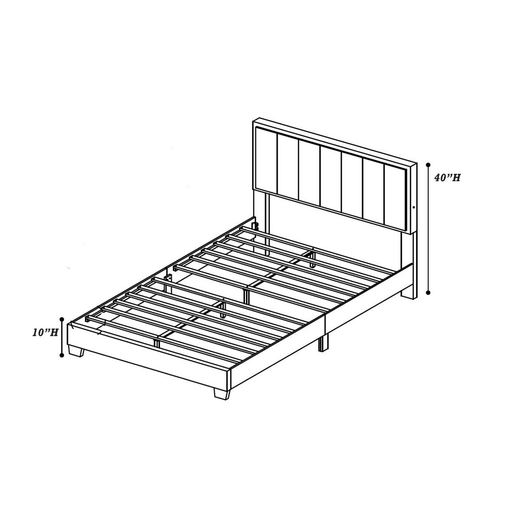 Jiana Full Bed, Light Gray Wool Upholstery, LED Headboard - BM341138
