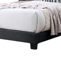 Roxy Twin Bed, Charcoal Gray Wool, LED Lighting, Padded Headboard - BM341139