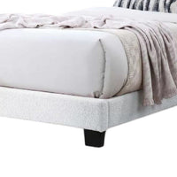 Roxy Twin Bed, White Wool Upholstery, LED Lighting, Padded Headboard - BM341140