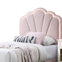 Roxy Twin Bed, Pink Wool Upholstery, LED Lighting, Padded Headboard - BM341141