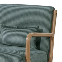 Jerime Accent Chair, Sage Green Corduroy Fabric, 1 Pillow, Brown Wood - BM341143