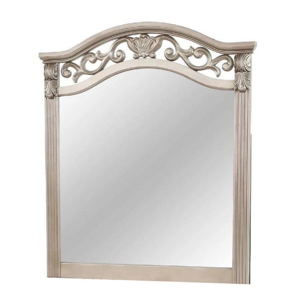 Dresser Mirror, Antique Silver Pine Wood, Molded Frame Detail, 37x41 - BM341145