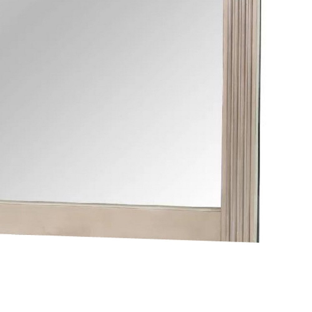 Dresser Mirror, Antique Silver Pine Wood, Molded Frame Detail, 37x41 - BM341145