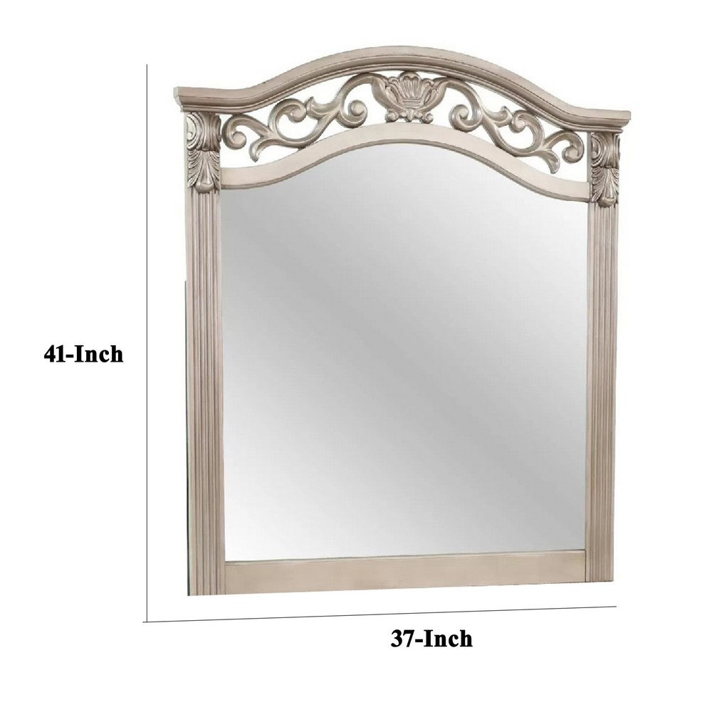 Dresser Mirror, Antique Silver Pine Wood, Molded Frame Detail, 37x41 - BM341145