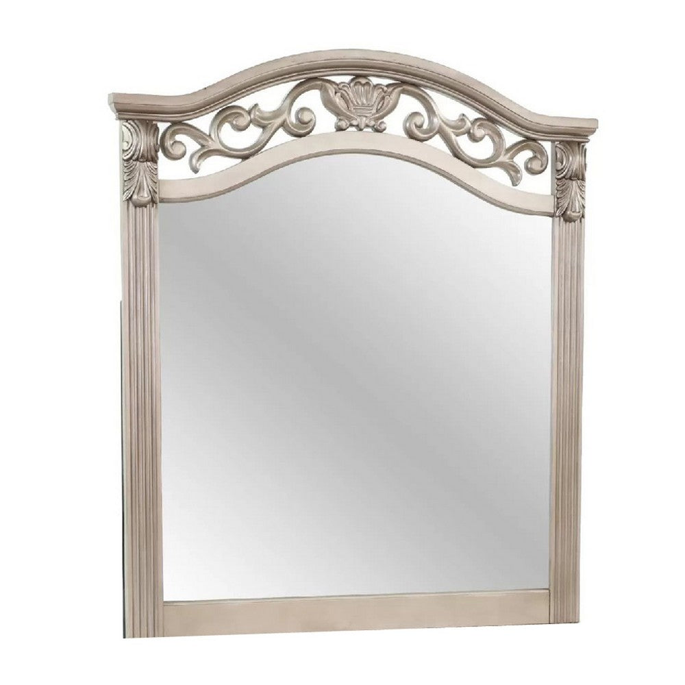 Dresser Mirror, Antique Silver Pine Wood, Molded Frame Detail, 37x41 - BM341145