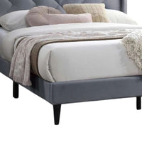 Niasa Full Size Bed, Chevron Tufted Gray Velvet Upholstered Foam - BM341146