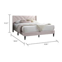Niasa Full Size Bed, Chevron Tufted Pink Velvet Upholstered Foam - BM341147
