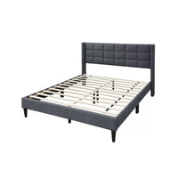 Zensa Full Bed, Charcoal Gray Linen Upholstery, Padded Wing Headboard - BM341148