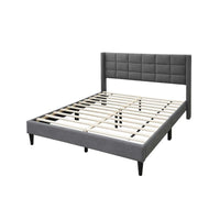 Zensa Full Bed, Light Gray Linen Upholstery, Padded Wing Headboard - BM341149