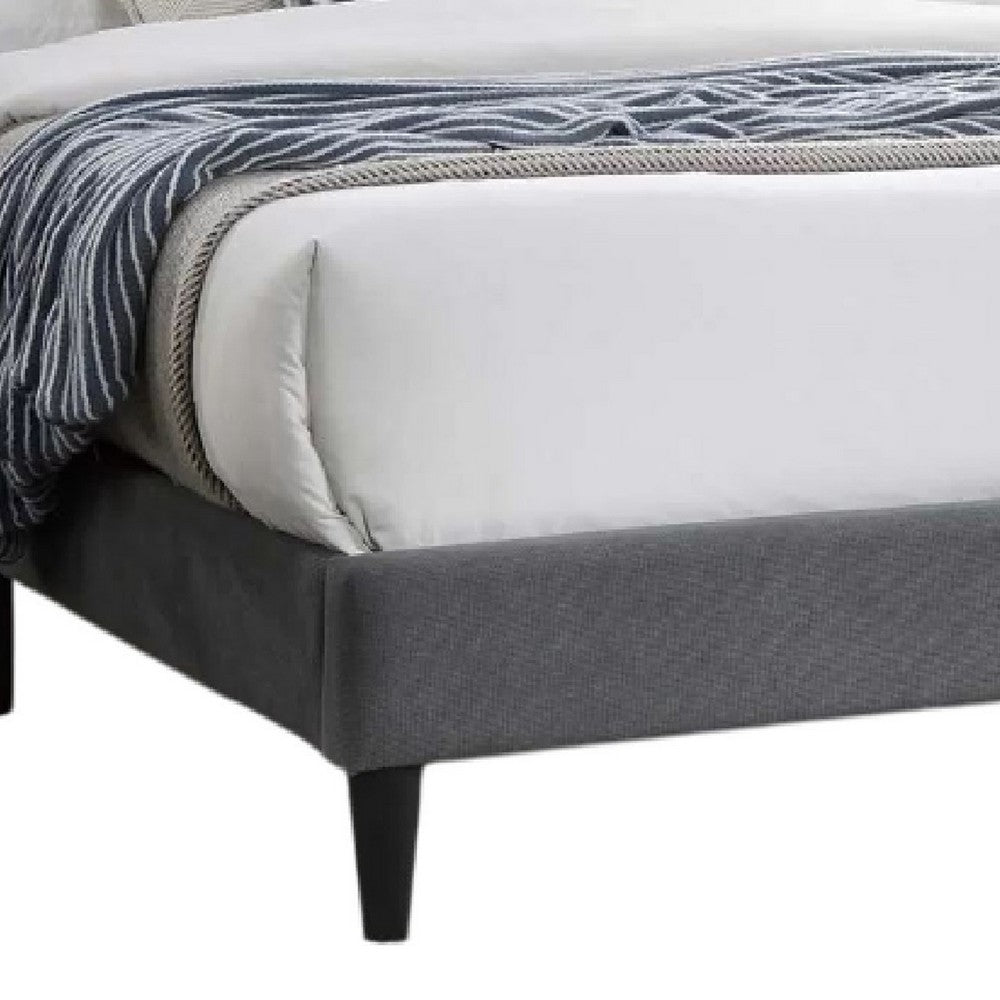 Zensa Full Bed, Light Gray Linen Upholstery, Padded Wing Headboard - BM341149