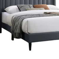 Liana Full Bed, Tufted Charcoal Gray Burlap Upholstery, Foam Padding - BM341150